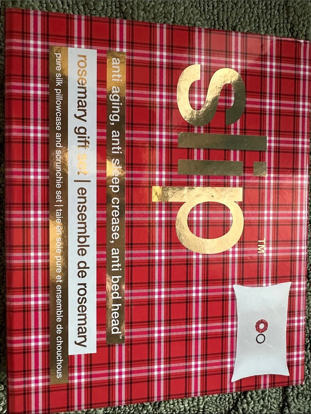 Slip Red Plaid Gift Set with Pillow Case, small and Medium scrunchie